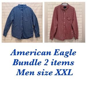 American Eagle Outfitters Casual Blue and Red Button Down Shirts Bundle /XXL